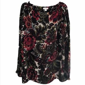 J. Jill Printed Tunic Top Long sleeves  Size Small